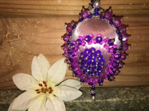 Vtg Handmade Beaded Sequin Push Pin Christmas Ornament 3 Purple Satin Teardrop Ebay
