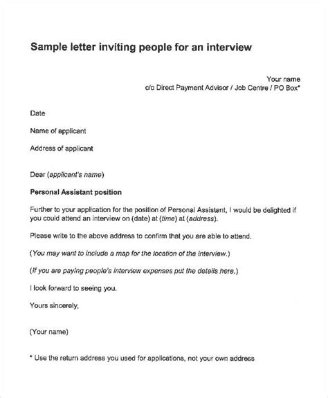 interview letter templates   word  documents
