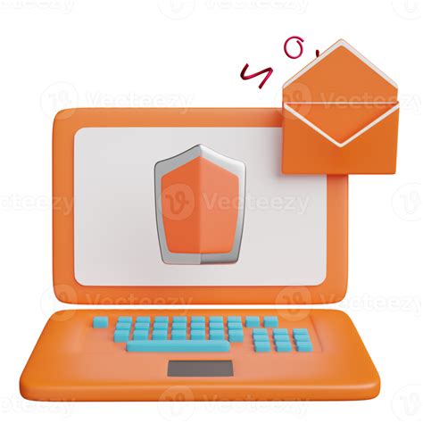 Free Orange Laptop Computer With Shield Envelope Isolated Internet