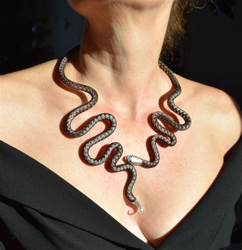 Long Snake Necklace BENDABLE Textile Serpent Choker Etsy