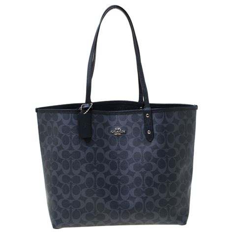 Coach Midnight Blue Signature Coated Canvas Reversible City Tote Coach