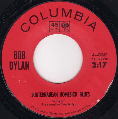 Bob Dylan Subterranean Homesick Blues 1965 Vinyl Discogs