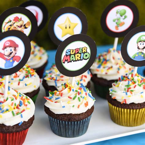 Super mario cupcakes super mario cupcakes, cupcake recipes, yummy cupcakes. Super Mario Bros. Cupcakes with Free Printable Toppers
