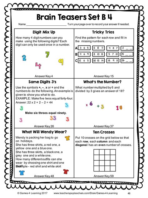 3rd Grade Math Multiplication Worksheets Who Am I Riddles By Teach