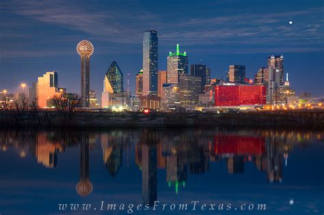 Dallas Skyline Reflection In The Trinity Dallas Texas Images From