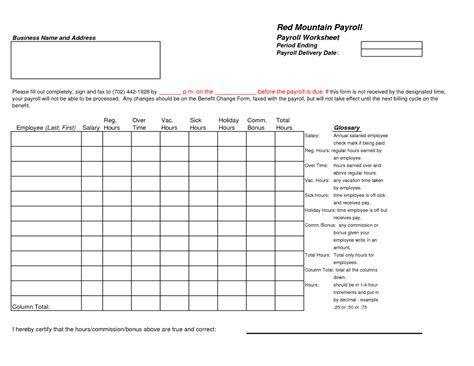Payroll Spreadsheet Template —
