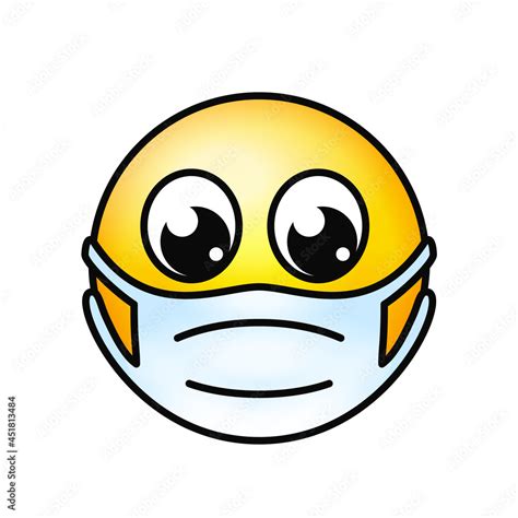 Emoji Emoticon With Medical Mask Over Mouth Face Mask Stock Vector