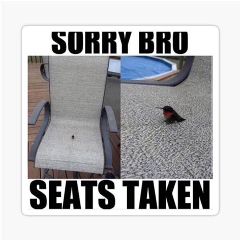 Sorry Bro Seats Taken Sticker For Sale By Funnydankmemes Redbubble