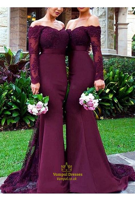 Dry clean completely embroidered with sequins with a soft transition from maroon to silver. Burgundy Lace Off The Shoulder Sheer Sleeves Mermaid ...