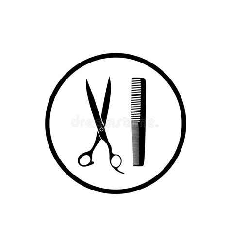 Scissors Icons Silhouette With Comb For Hair Salon Stock Photo