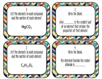 Identify each element found in the equation. Balancing Equations (Simple) Chemistry Task Cards | Task ...
