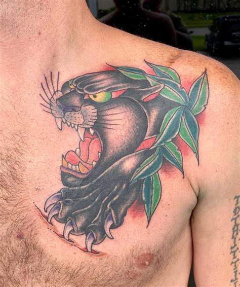 Panther On Chest By Shane Heisler Tattoos