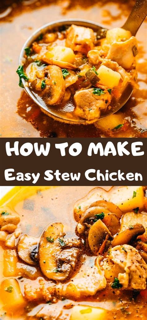 This easy chicken stew combines browned chicken thighs with onion, celery, carrots, potatoes, green beans and peas in a rich creamy chicken broth that is perfectly seasoned. Easy Stew Chicken in 2020 | Stew recipes, Stew chicken ...