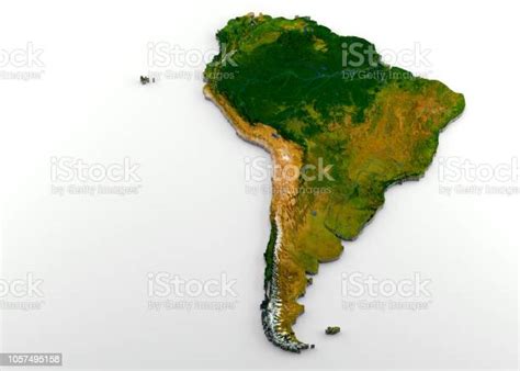 Realistic 3d Extruded Map Of South America Stock Photo Download Image