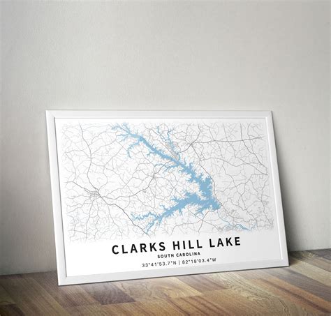 Printable Map Of Clarks Hill Lake Georgia And South Carolina Etsy