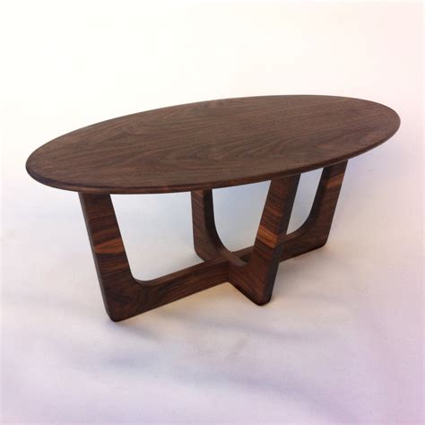 Mid Century Modern Elliptical Solid Walnut Coffee Table