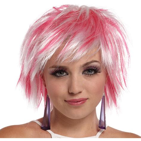 Punky Pixie Wig White Hot Pink Pink Wig Short Dyed Hair Wigs