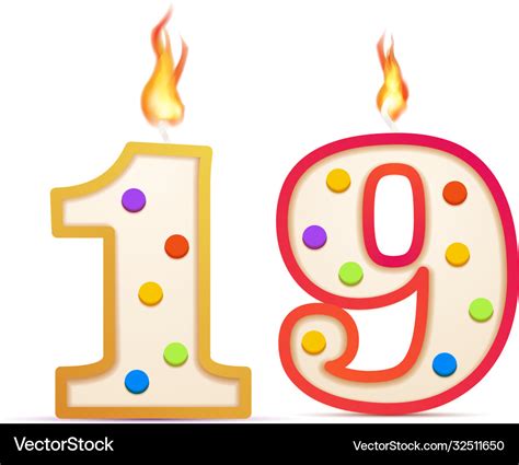 Nineteen Years Anniversary 19 Number Shaped Vector Image