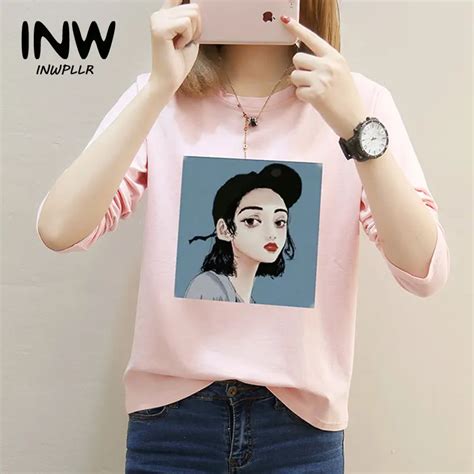 Buy New Arrival Funny Print T Shirt Women Korean Long Sleeve O Neck Female T