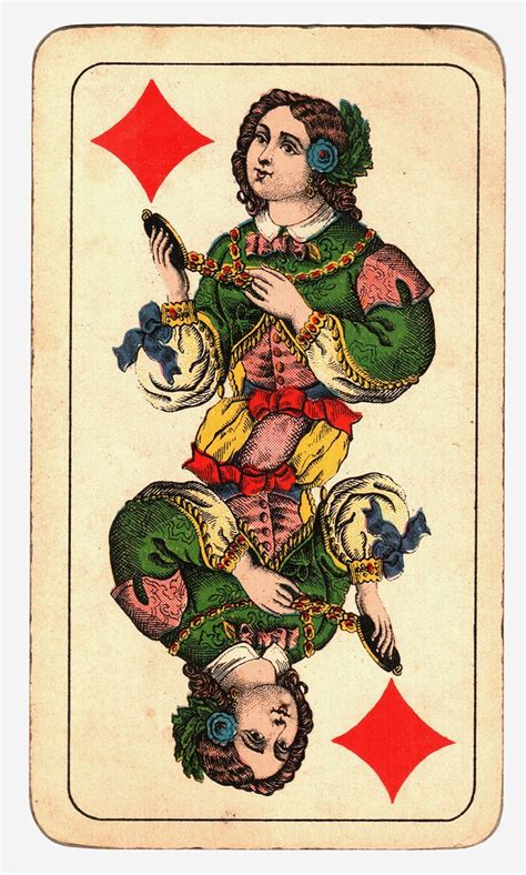 Enter your birthday and see how your card reflects your character, traits and destiny. #PlayingCardsTop1000 - Queen of diamonds - "Industrie und Glück" or "Rural Scenes" tarock cards ...