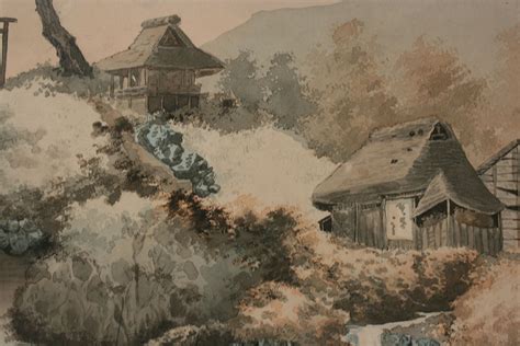 Lot 417: Pair of Japanese framed watercolor landscapes, signed