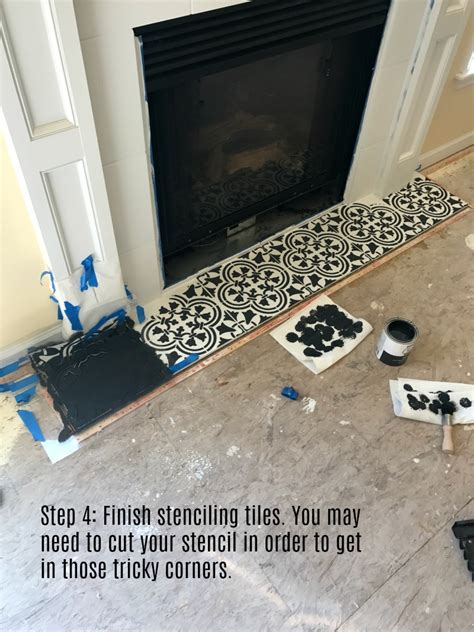 Also tape off the mantel if you are not planning to. Fireplace Makeover: Stencil Tile using Chalk Paint ...