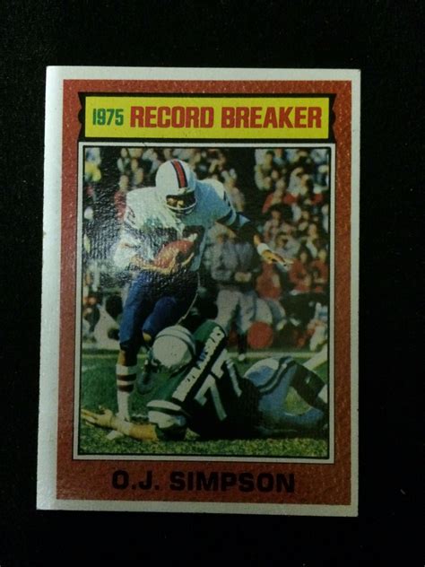 1975 OJ SIMPSON RECORD BREAKER TOPPS FOOTBALL TRADING CARD