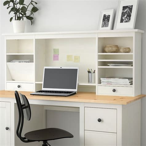 Hemnes Desk With Add On Unit White Stain Light Brown 155x137 Cm Ikea