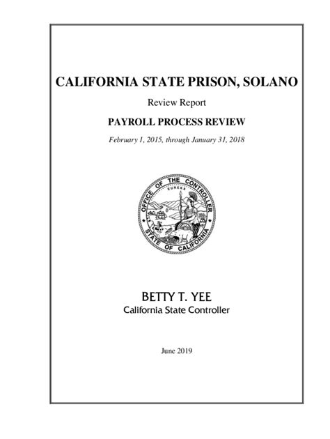 Fillable Online California State Prison Solano Payroll Process Review