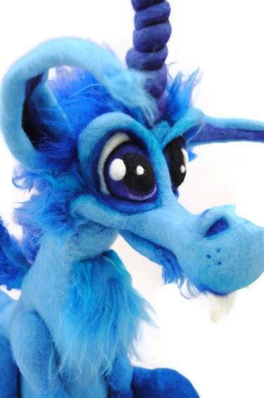 Needle Felted Happy Blue Unicorn Pegasus By Tanglewoodthicket