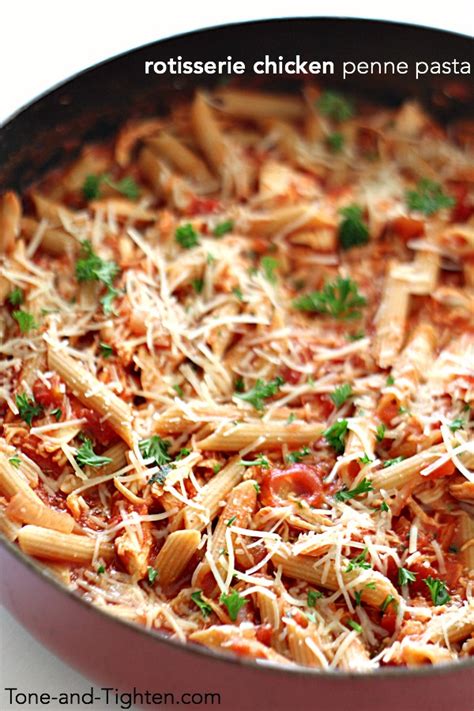 24 best rotisserie chicken recipes that give a new life to leftovers. Rotisserie Chicken Penne Pasta Skillet | Tone and Tighten