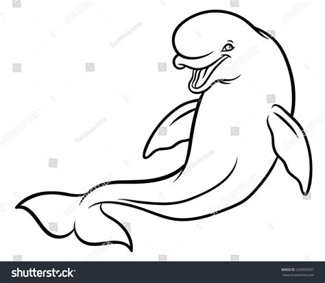 Happy Smiling Beluga Whale Cartoon Vector Stock Vector