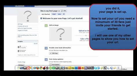 Once you have opened your business's facebook page, your facebook page's url will appear in the address bar at the top of the browser. Set up a Facebook PAGE for your Business & Set your Url ...