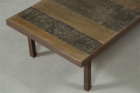Vintage slate coffee table from the netherlands, 1960s. 1960s Slate and Stone Coffee Table For Sale at 1stdibs