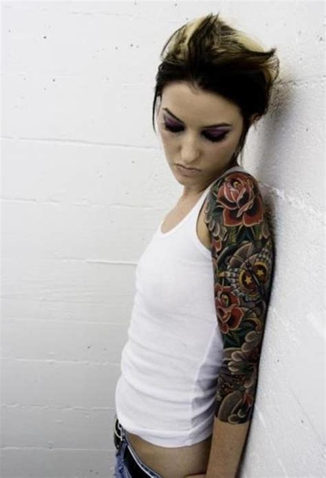 This tattoo shows that the woman's beauty, elegance, poise and tenderness is what makes her strong and confident. 50 STUNNING SLEEVE TATTOO INSPIRATIONS FOR WOMEN ...