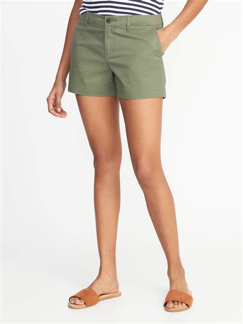 Relaxed Mid Rise Everyday Shorts For Women 35 Inch Inseam Olive
