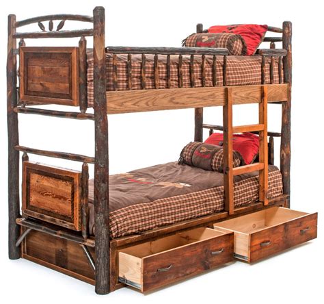 Rustic Bunk Bed With Drawers Rustic Bunk Beds By Woodland Creek