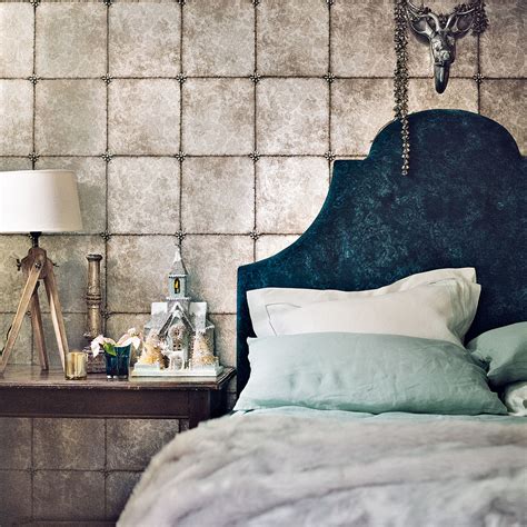 Nothing adds color and pattern to a bedroom like beautiful wallpaper. Grey bedroom ideas - grey bedroom decorating - grey colour scheme