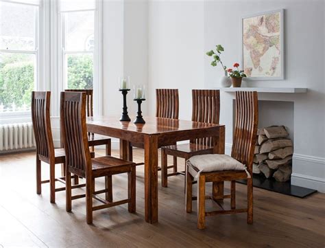 Alpine newberry extension dining table. 7-Piece Solid Wood Dining Set| Casa Bella Sheesham Indian ...