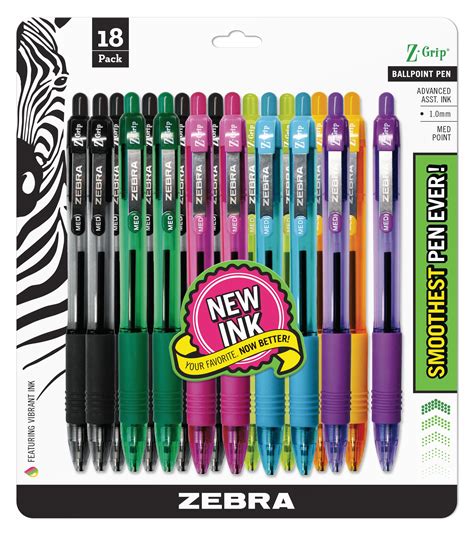 Zebra Pen Z Grip Retractable Ballpoint Pen Assorted Colors 10mm 24