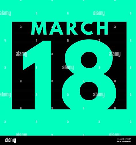 March 18 Flat Modern Daily Calendar Icon Date Day Month Calendar