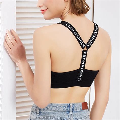 2018 new women bra letters straps seamless padded sleeveless fitness vest tank tops quick dry