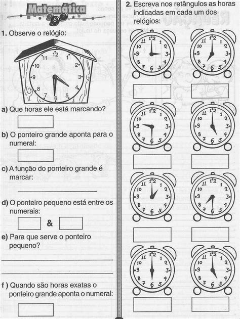 Atividade Relogio 2 Ano