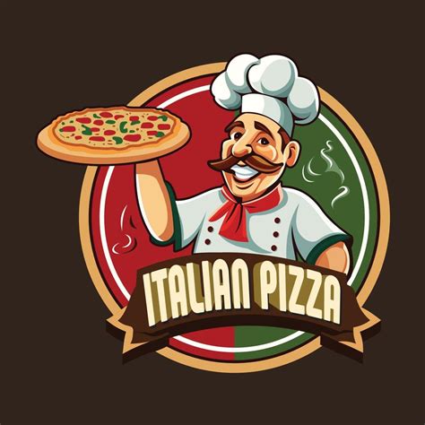 Italian Pizza Logo With A Chef Holding A Pizza 21966442 Vector Art At