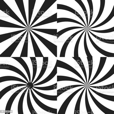 Set Of Psychedelic Spiral With Radial Rays Twirl Twisted Comic Effect