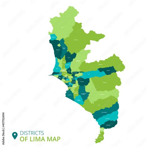 Distritos De Lima Map Desde Peru Stock Vector Adobe Stock