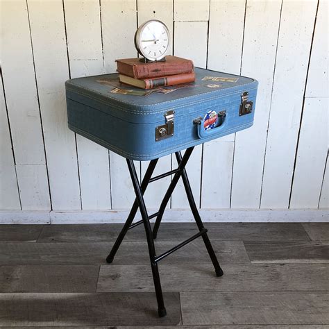 Upcycled Vintage Suitcase Table Nightstand Side Table Bar Etsy