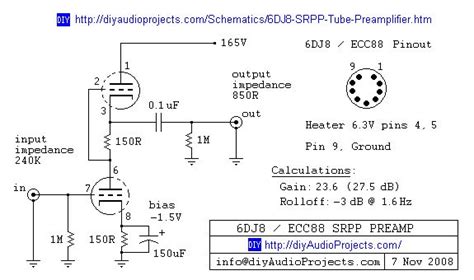 6dj8 Ecc88 Symmetrical Srpp Tube Preamplifier Schematic Schematic