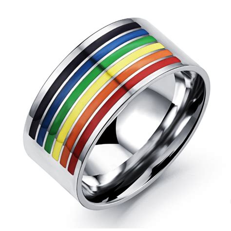 Personality Stainless Steel Rainbow Rings Gay Pride Gays Jewelry For Men And Women Classical
