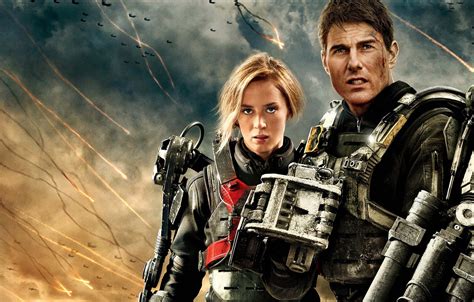 Обои небо битва экзоскелет Emily Blunt Tom Cruise Edge of Tomorrow Грань будущего Rita